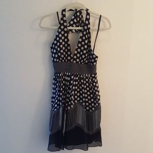 Bcbg polka dot and stripe dress